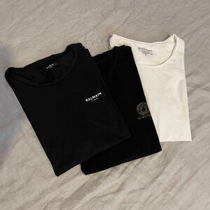 Men Lot 3 T-Shirts Balmain VERSACE Bread Boxers M White Black